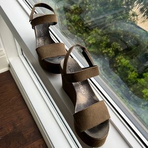 Pedro Garcia olive khaki suede platform sandal size 37.5